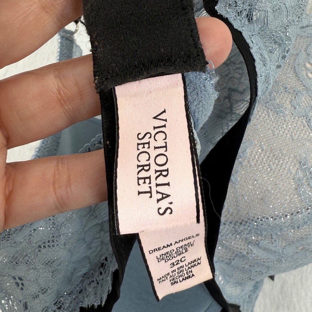 Victoria's Secret Dream Angels Lined Demi Bra Blue Lace 32C‎ - Picture 4 of 8